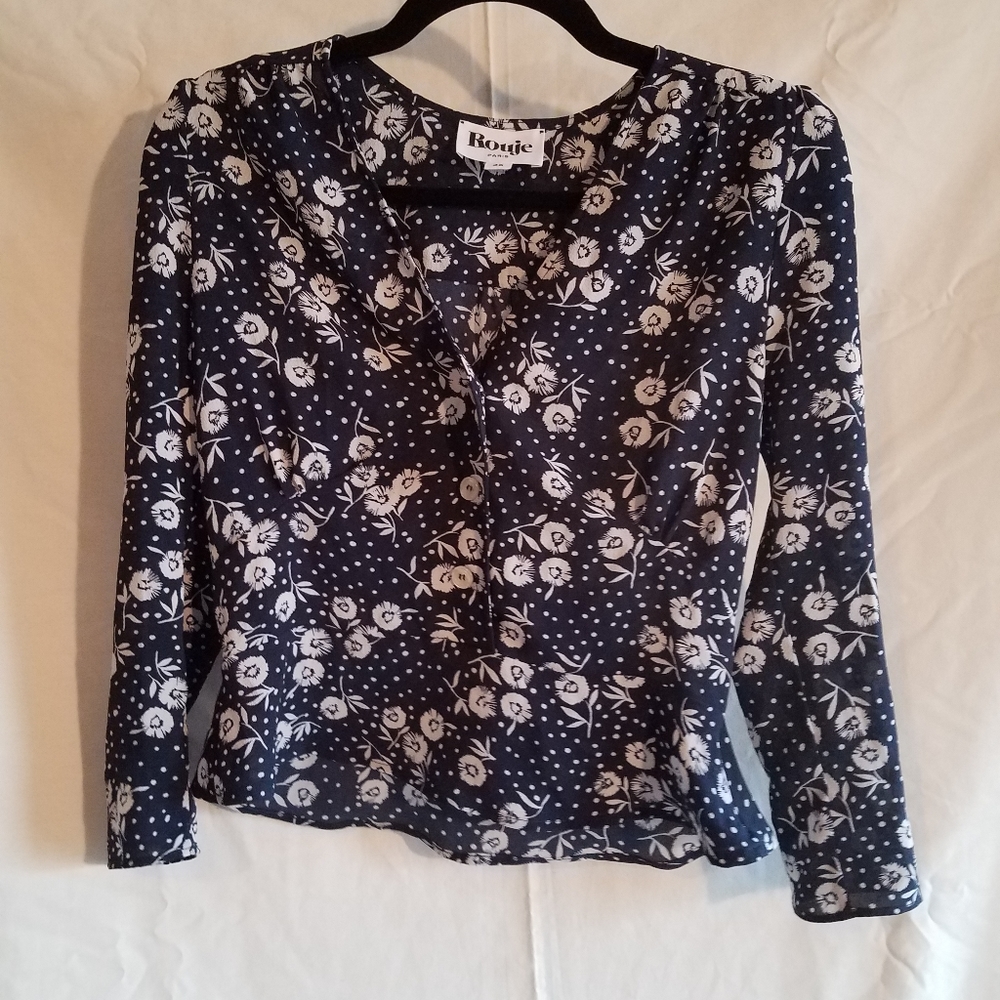Rouje Mimi Blouse size 36. Navy floral print.
